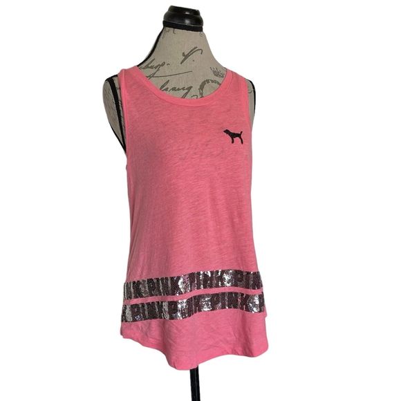 Victoria Secret Pink Blouse Size Small Womens Sleeveless Sequins Animal Y2k - Picture 2 of 12